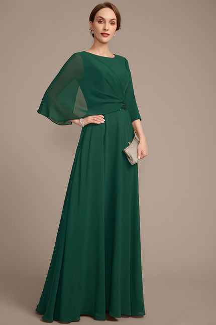 Robe Élégante Mousseline Verte Fluide - gallery 4