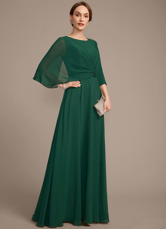 Robe Élégante Mousseline Verte Fluide - gallery 4