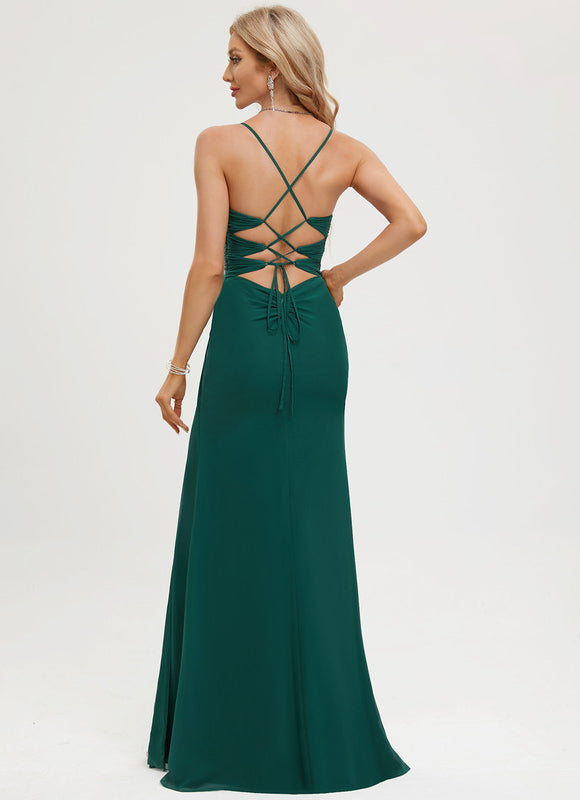 Robe Élégante Mousseline Verte Chic - gallery 4