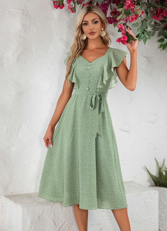 Robe Verte Volant - gallery 2