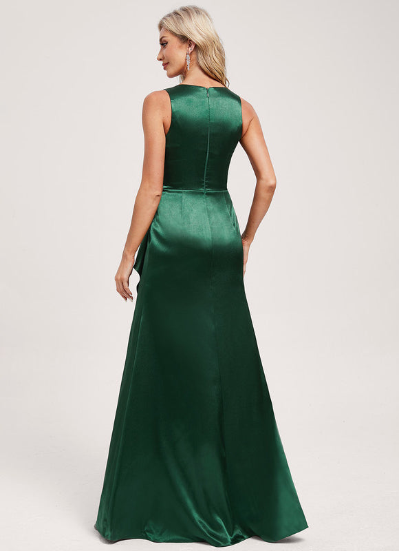 Robe Satinée Élégante À Fente - gallery 4