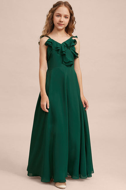 Robe Demoiselle D'Honneur Volants Verts - gallery 6