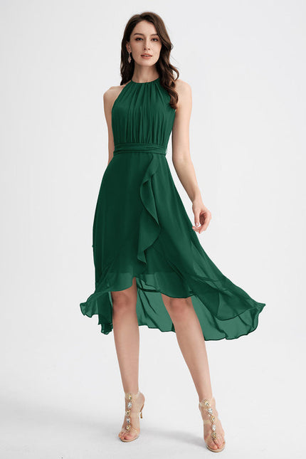 Robe Fluide Chic À Volants Verts