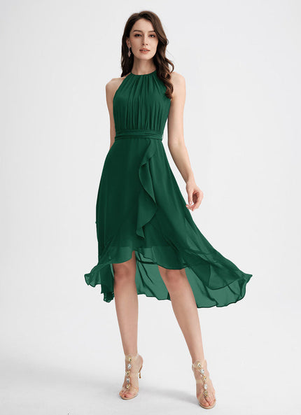 Robe Fluide Chic À Volants Verts