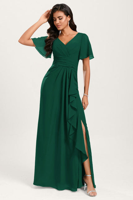 Robe Demoiselle D'Honneur Volants Verts