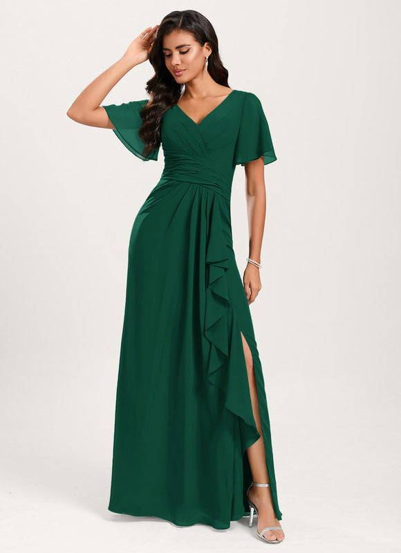 Robe Demoiselle D'Honneur Volants Verts