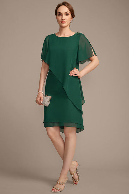 Robe Chic Mousseline Vert Élégant