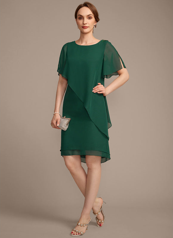 Robe Chic Mousseline Vert Élégant