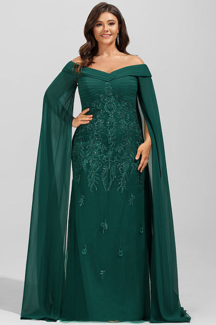 Robe Élégante Épaule Dénudée Verte - gallery 7