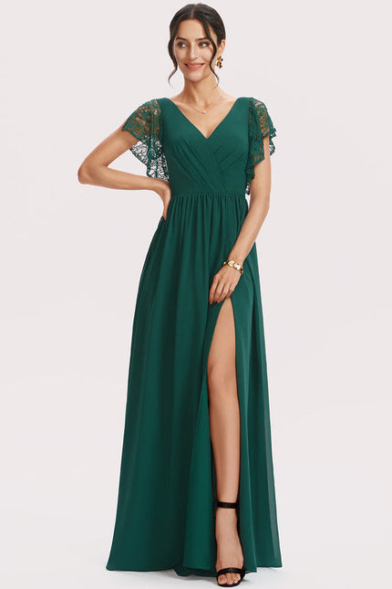 Robe Élégante Verte À Dentelle - gallery 2