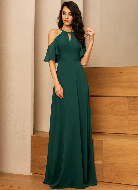 Robe Longue Vert Foncé Satinée - gallery 3