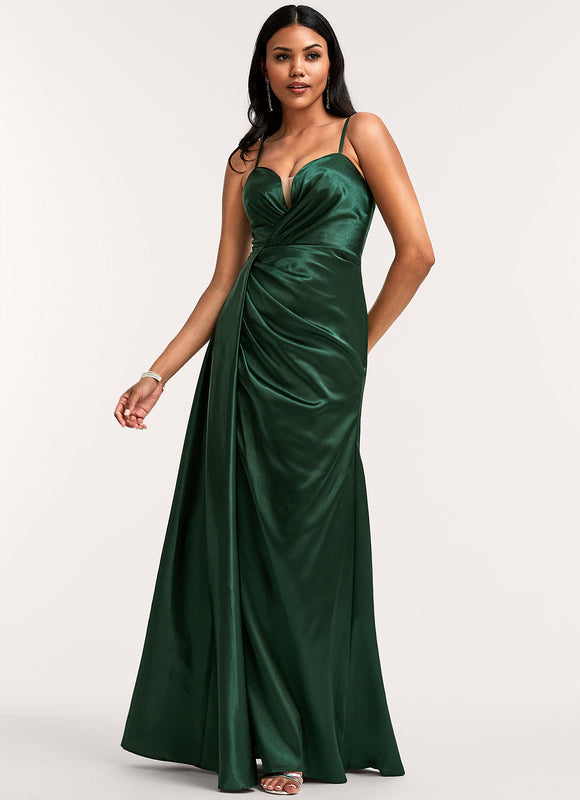 Robe Vert Kaki Satin - gallery 4