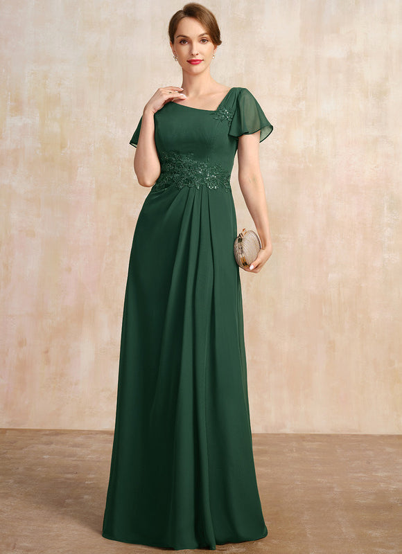 Robe Longue Verte Satinée À Volants - gallery 3
