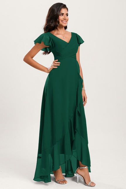 Robe Fluide Vert À Volants Élégante - gallery 3