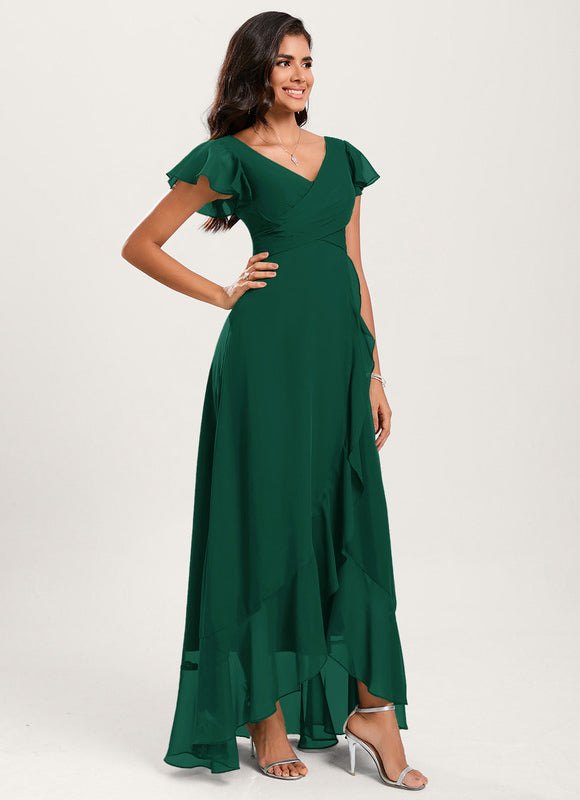 Robe Fluide Vert À Volants Élégante - gallery 3