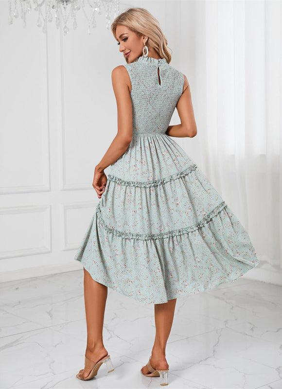 Robe Midi Florale Col Montant Chic - gallery 3