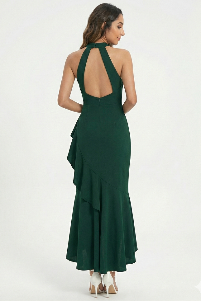 Robe Sirène Chic À Volants Verts