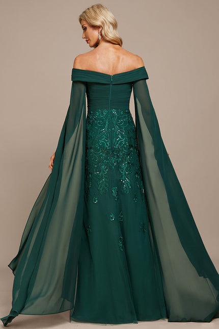 Robe Élégante Épaule Dénudée Verte - gallery 3