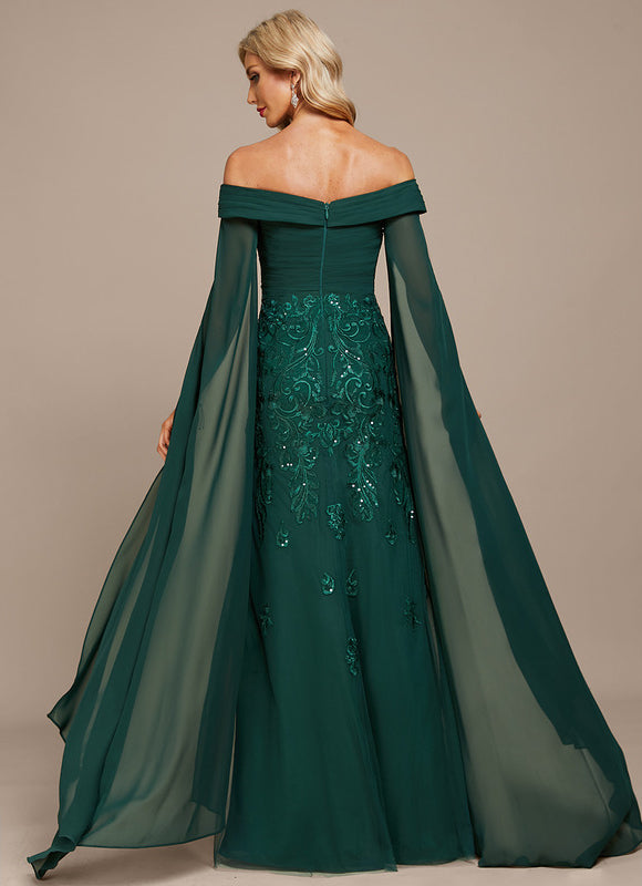 Robe Élégante Épaule Dénudée Verte - gallery 3