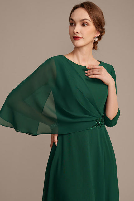 Robe Élégante Mousseline Verte Fluide - gallery 3