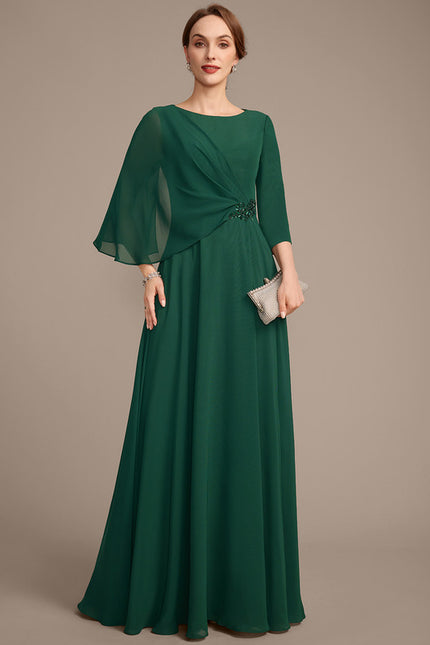 Robe Élégante Mousseline Verte Fluide
