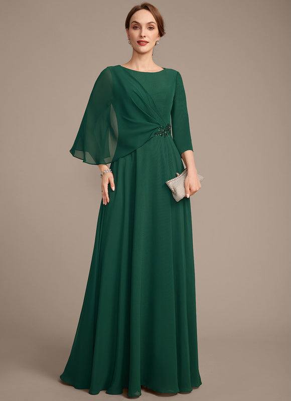 Robe Élégante Mousseline Verte Fluide
