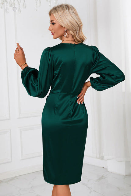 Robe Satinée Chic À Manches Bouffantes - gallery 5