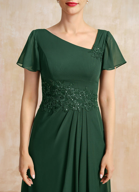 Robe Longue Verte Satinée À Volants - gallery 5