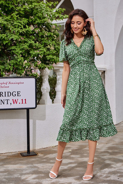 Robe Midi Florale Chic Verte - gallery 2