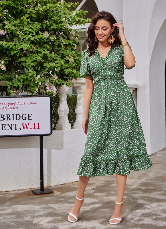 Robe Midi Florale Chic Verte - gallery 2