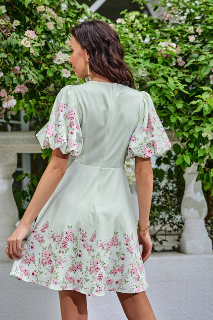 Robe Fleurie Rouge Et Verte - gallery 3