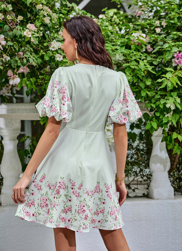 Robe Fleurie Rouge Et Verte - gallery 3