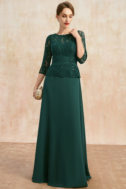 Robe Élégante En Dentelle Verte - gallery 2