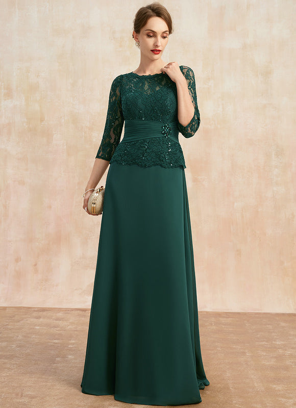 Robe Élégante En Dentelle Verte - gallery 2