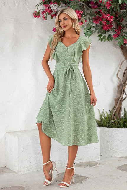Robe Verte Volant - gallery 5