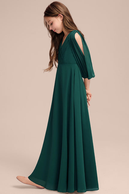 Robe Verte Manches Bouffantes - gallery 2