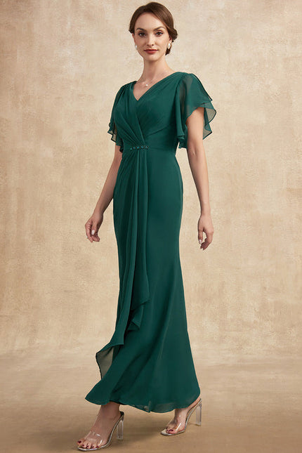 Robe Fluide Chic Col V Émeraude - gallery 4
