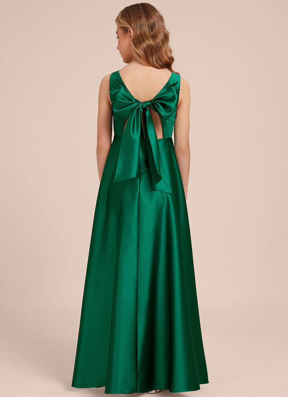 Robe Demoiselle D'Honneur Vert Satin - gallery 4