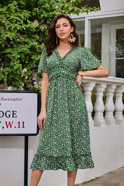 Robe Midi Florale Chic Verte - gallery 1