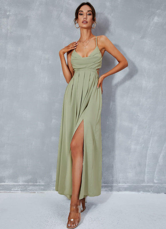 Robe Plissée Vert D'Eau