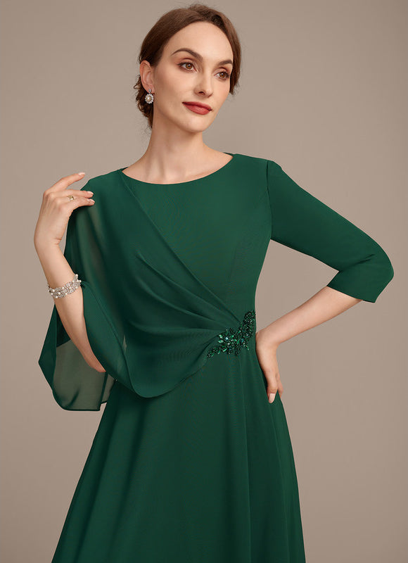 Robe Élégante Mousseline Verte Fluide - gallery 1