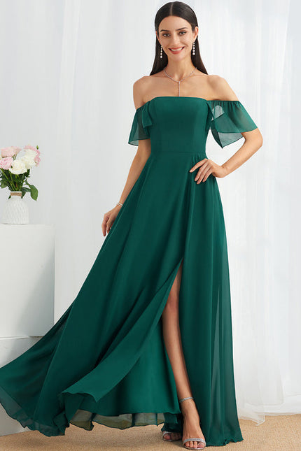 Robe Longue Vert Émeraude À Fente