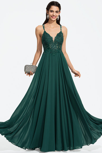 Robe Bal Émeraude Élégante Fluide - gallery 2