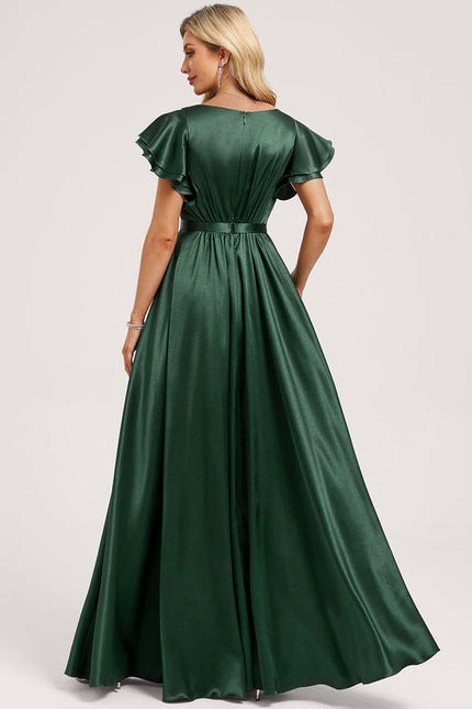 Robe Satin Vert Emeraude - gallery 4