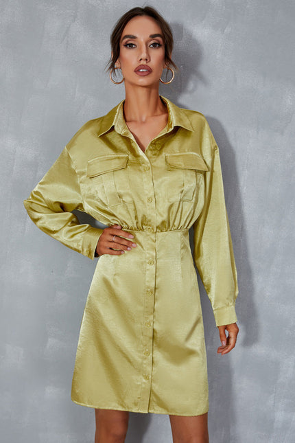 Robe Chemise Verte Femme - gallery 4