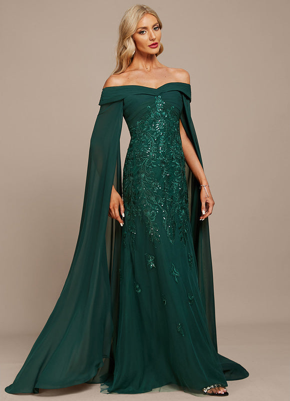 Robe Élégante Épaule Dénudée Verte - gallery 2
