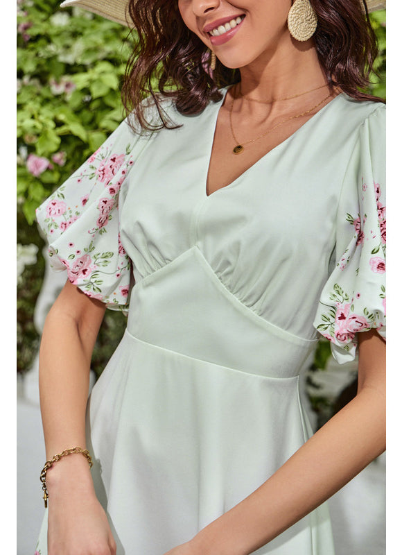 Robe Fleurie Rouge Et Verte - gallery 4