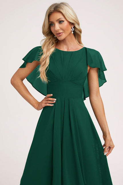 Robe Longue Vert Émeraude À Volants - gallery 4