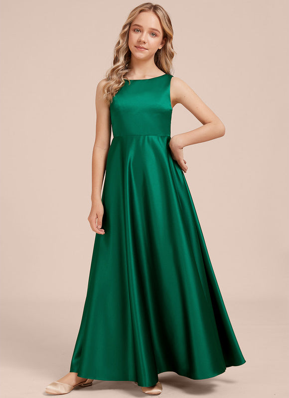 Robe Demoiselle D'Honneur Vert Satin - gallery 2