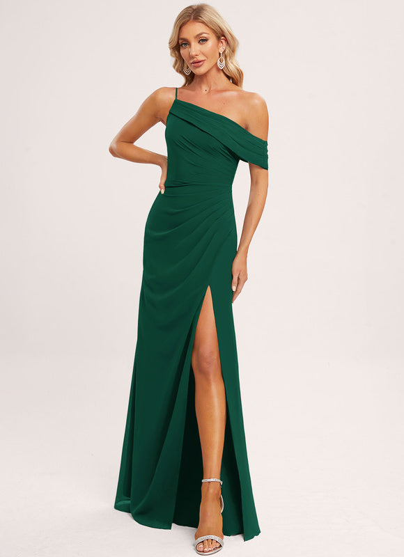 Robe Longue Vert Émeraude Fendue - gallery 4